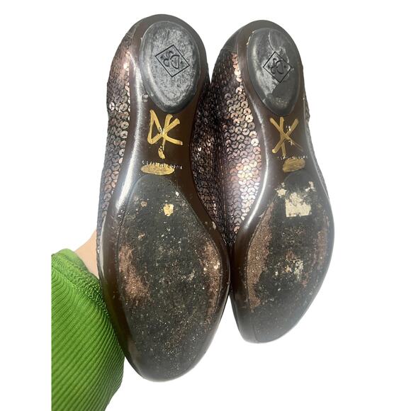 Donald J Pliner Couture Bronzed Sequin Ballet Flats 6 - Picture 5 of 6